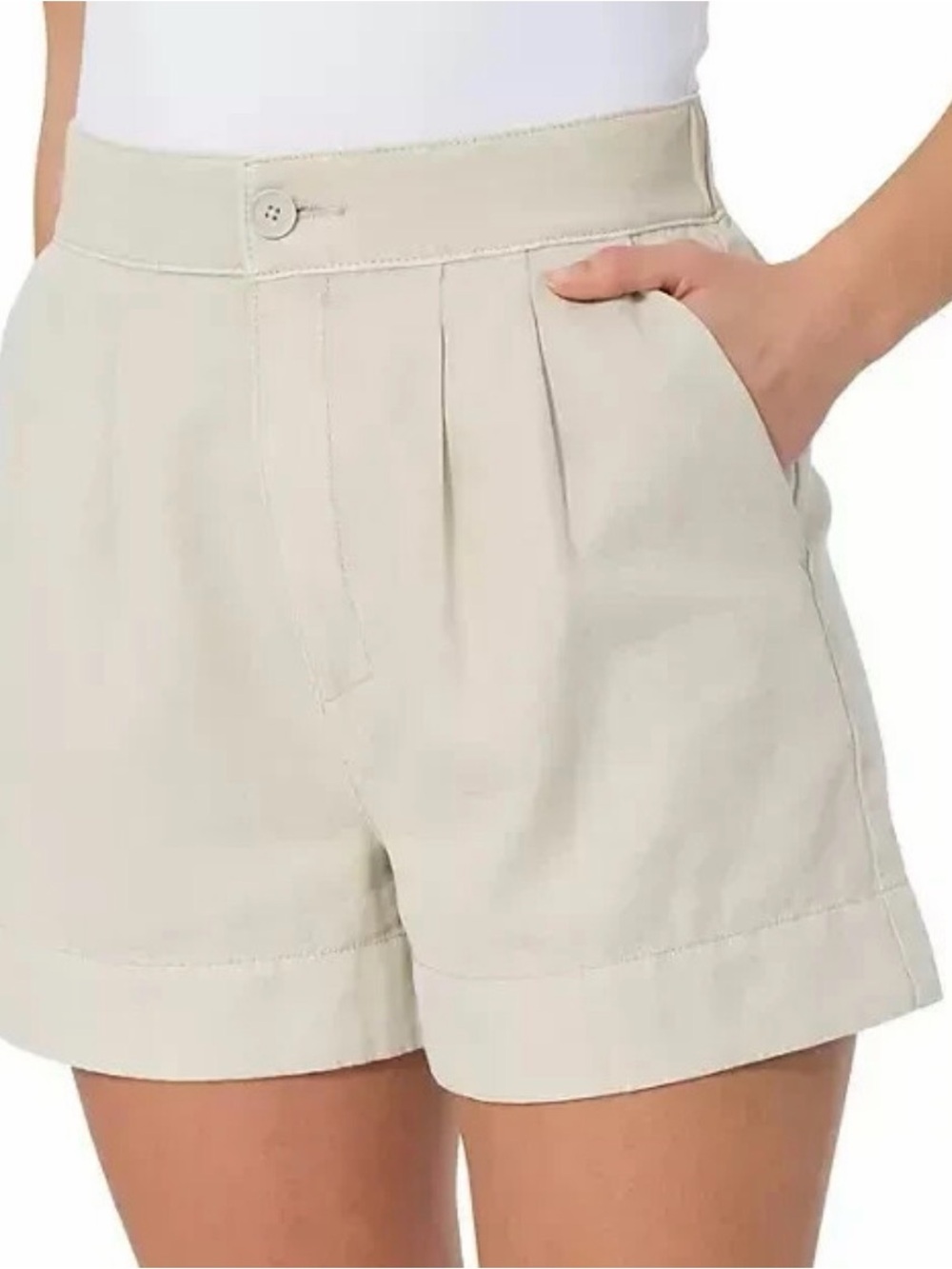 Joie Linen Blend Pleated High-Waisted Shorts Beige Size Small NWT